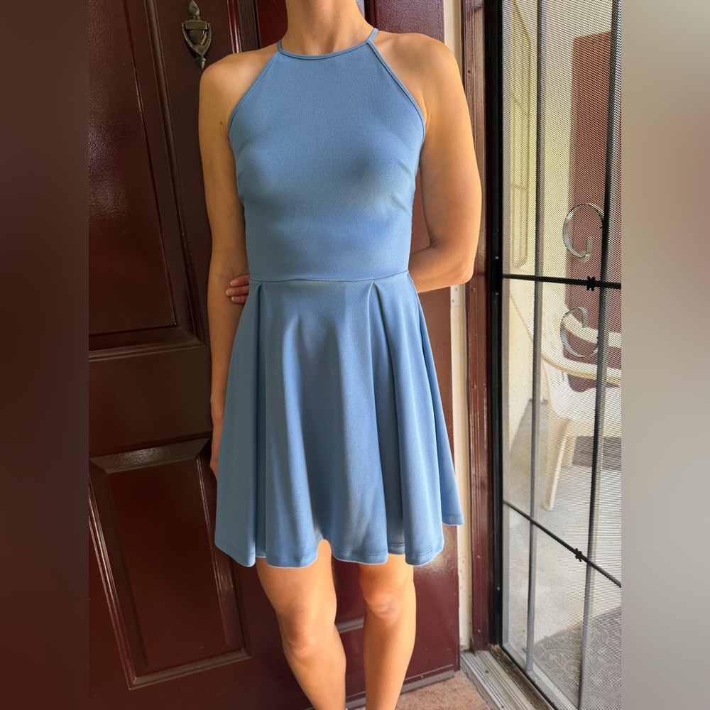 Blue Halter Skater Dress - Women's